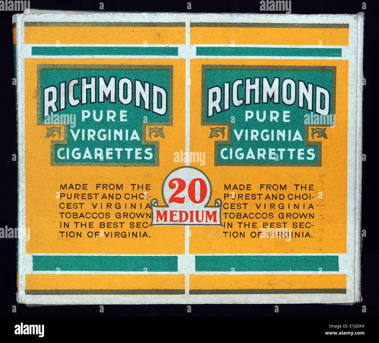 A pack of Richmond cigarettes, a brand known for its tobacco products. The  design features a typical tobacco packaging style used in the cigarette  industry Stock Photo