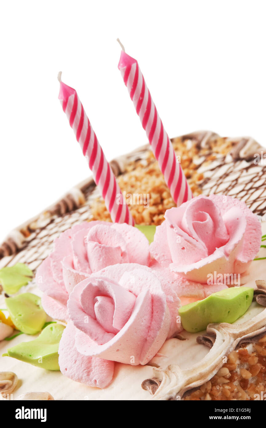 birthday cake with candles isolated on white background Stock Photo - Alamy