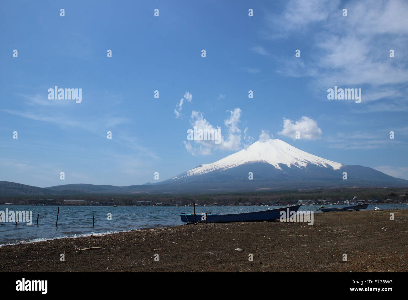 Mt.Fuji at Lake Yamanaka, Yamanashi, Japan Stock Photo