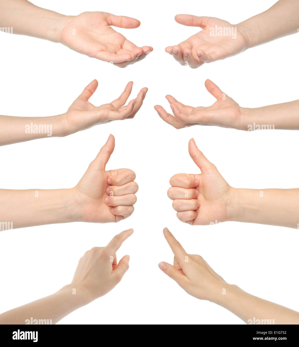 Collage of woman hands on white background Stock Photo