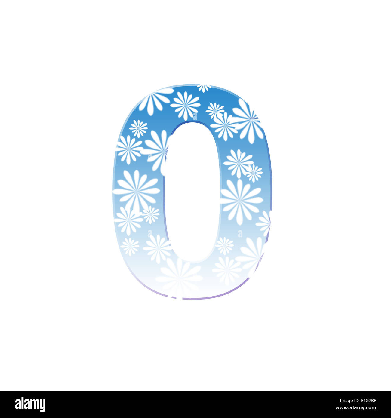 Number zero, 0 made from white flower on blue color Stock Photo