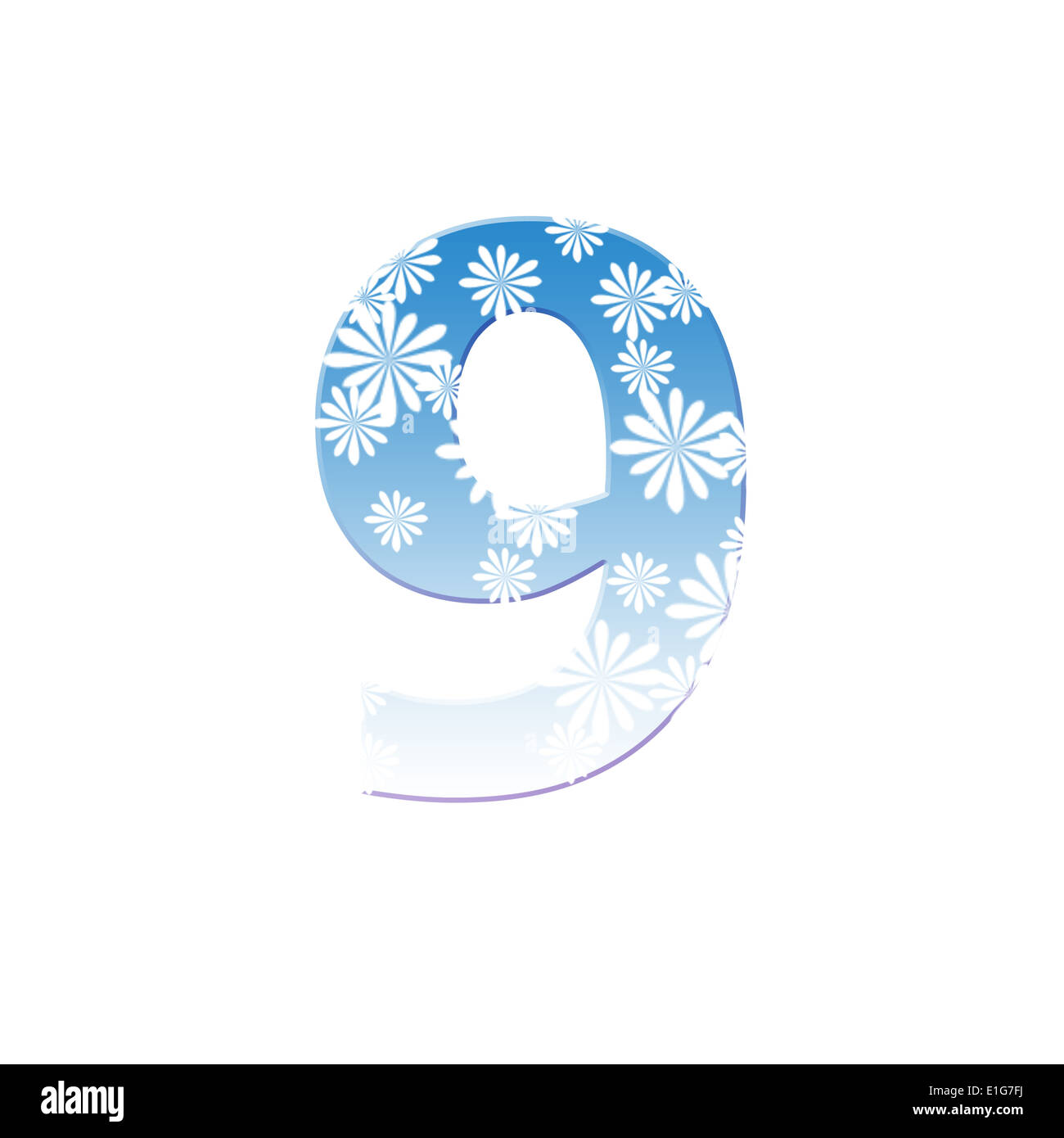 Number Nine 9 Made From White Flower On Blue Color Stock Photo Alamy