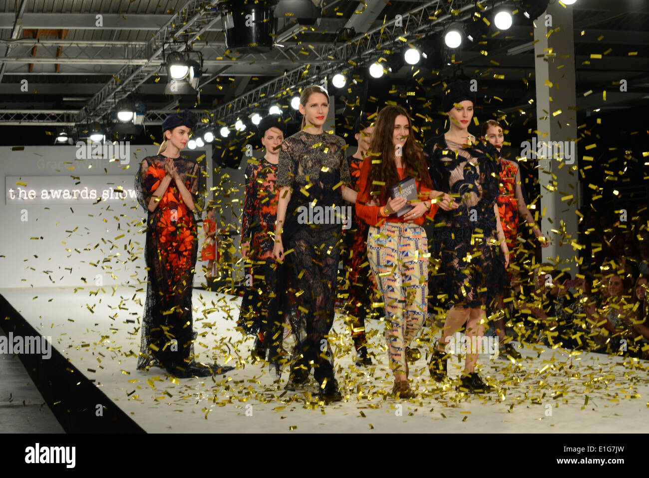 London, UK. 3rd June 2014.  Bath Spa University Designer Grace Weller is the winner of George £10,000 prize at the Graduate Fashion Week  Awards at The Old Brewery in London. Credit:  See Li/Alamy Live News Stock Photo