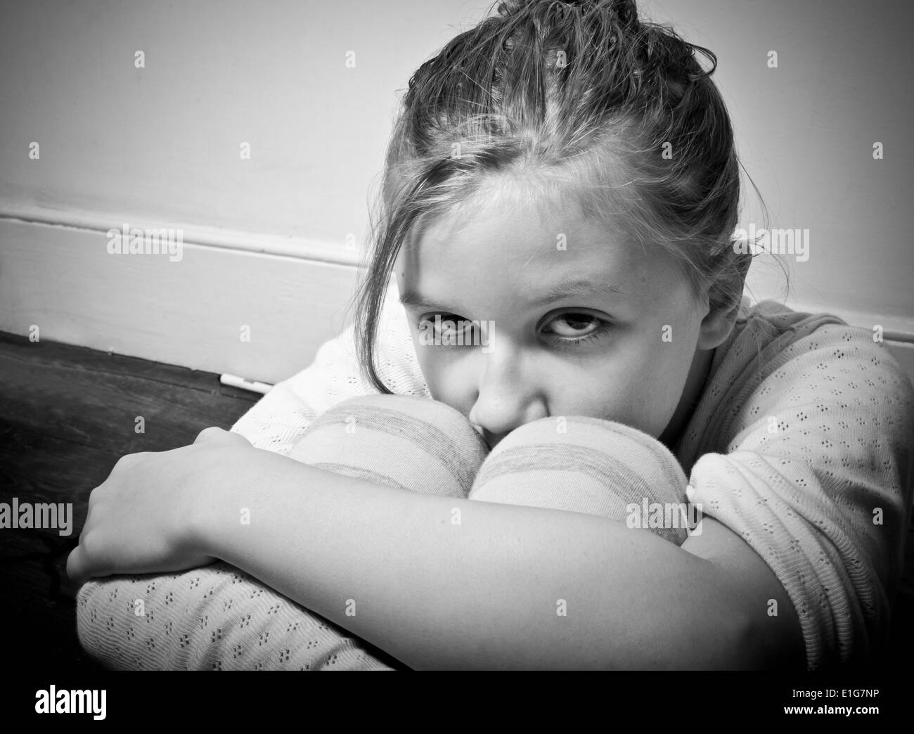 Sad and depressed child Stock Photo