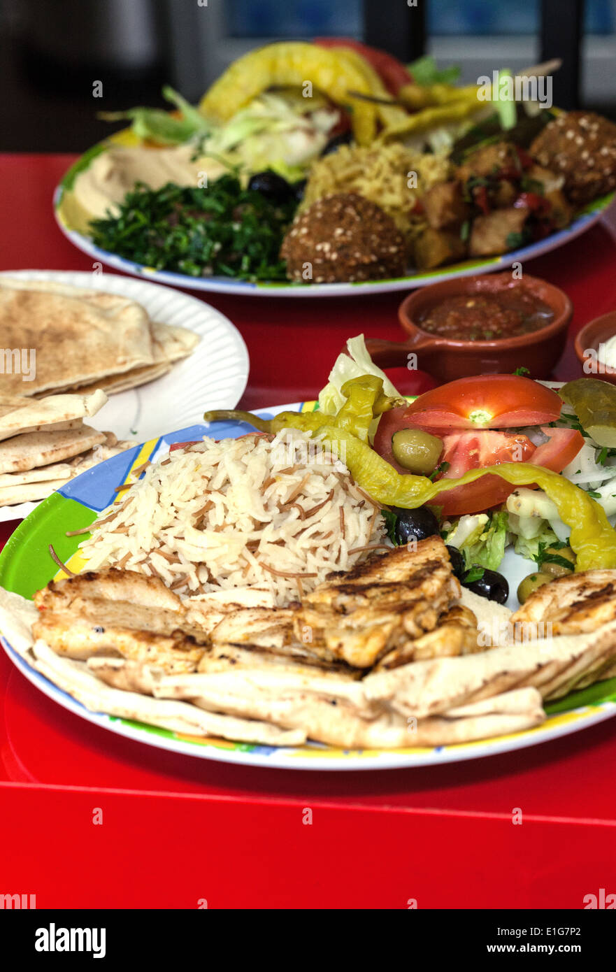 Lebanese food served on plates Stock Photo