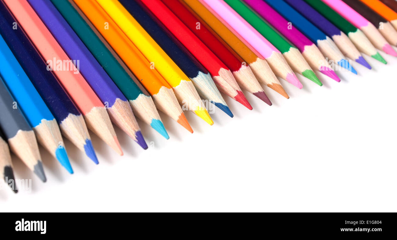 colored pencils isolated on a white background Stock Photo - Alamy