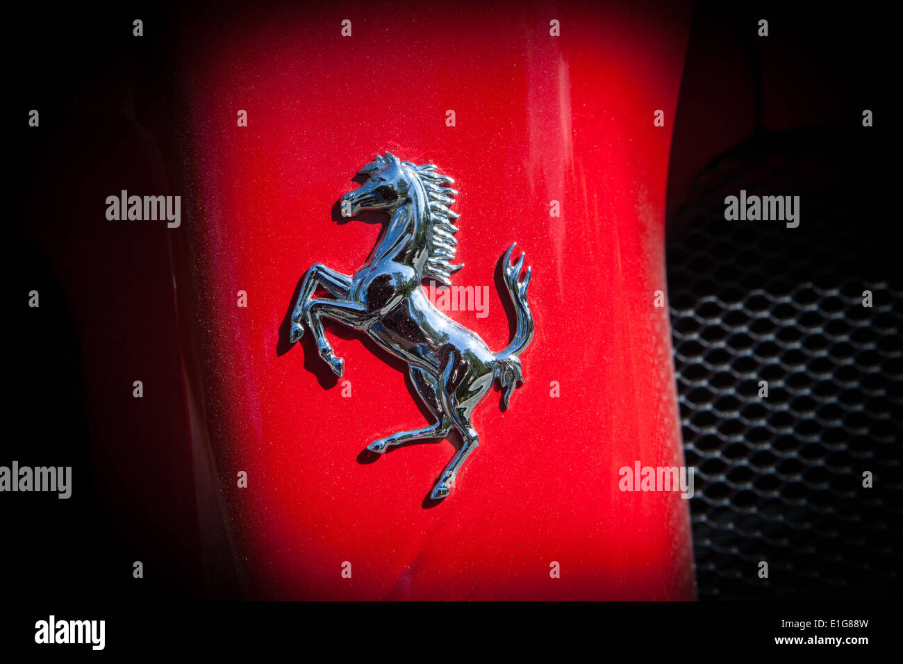prancing stallion Ferrari badge on theLaFerrari hybrid super car Stock Photo