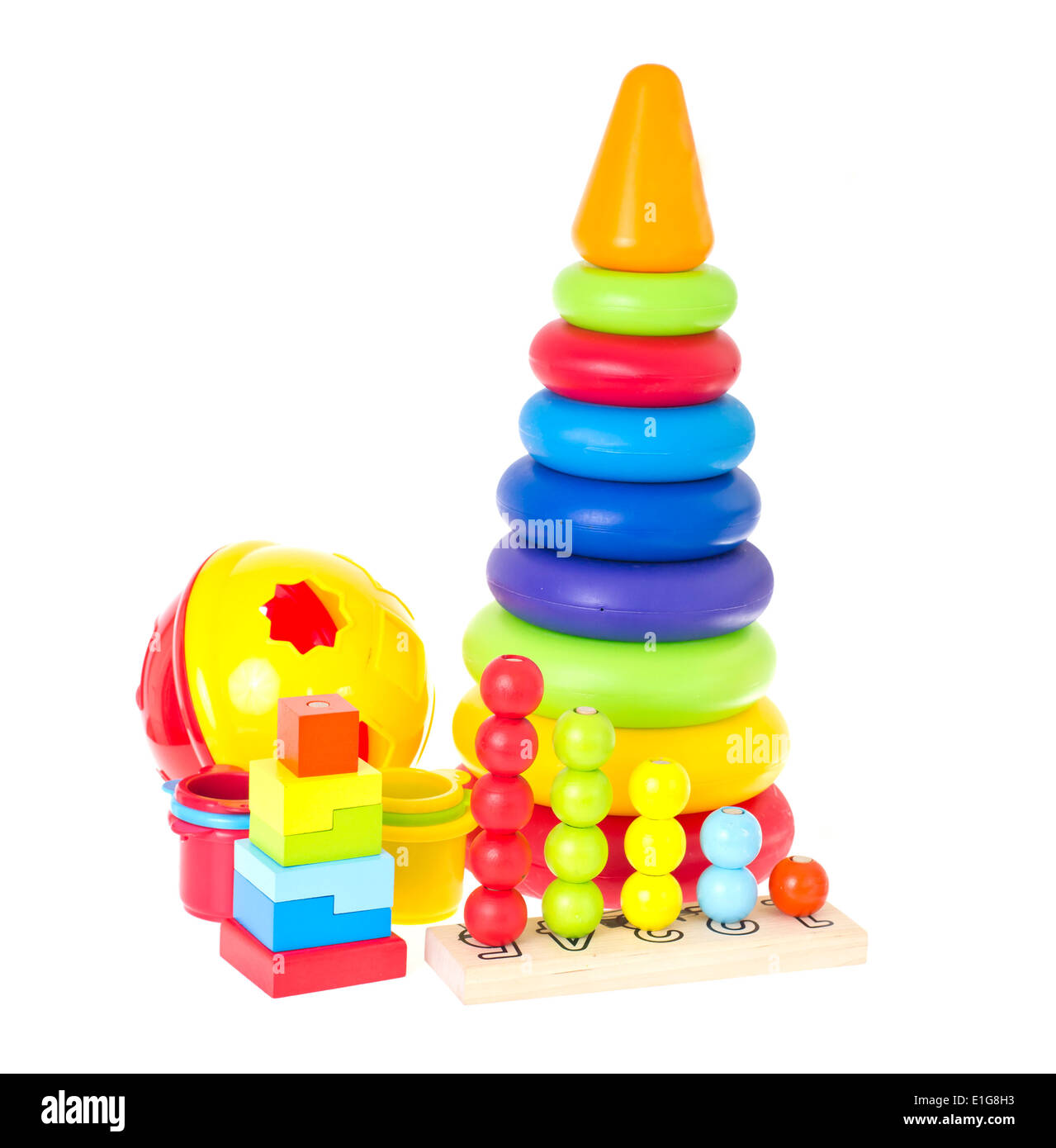 Children's Toys Isolated on White Background Stock Photo - Alamy