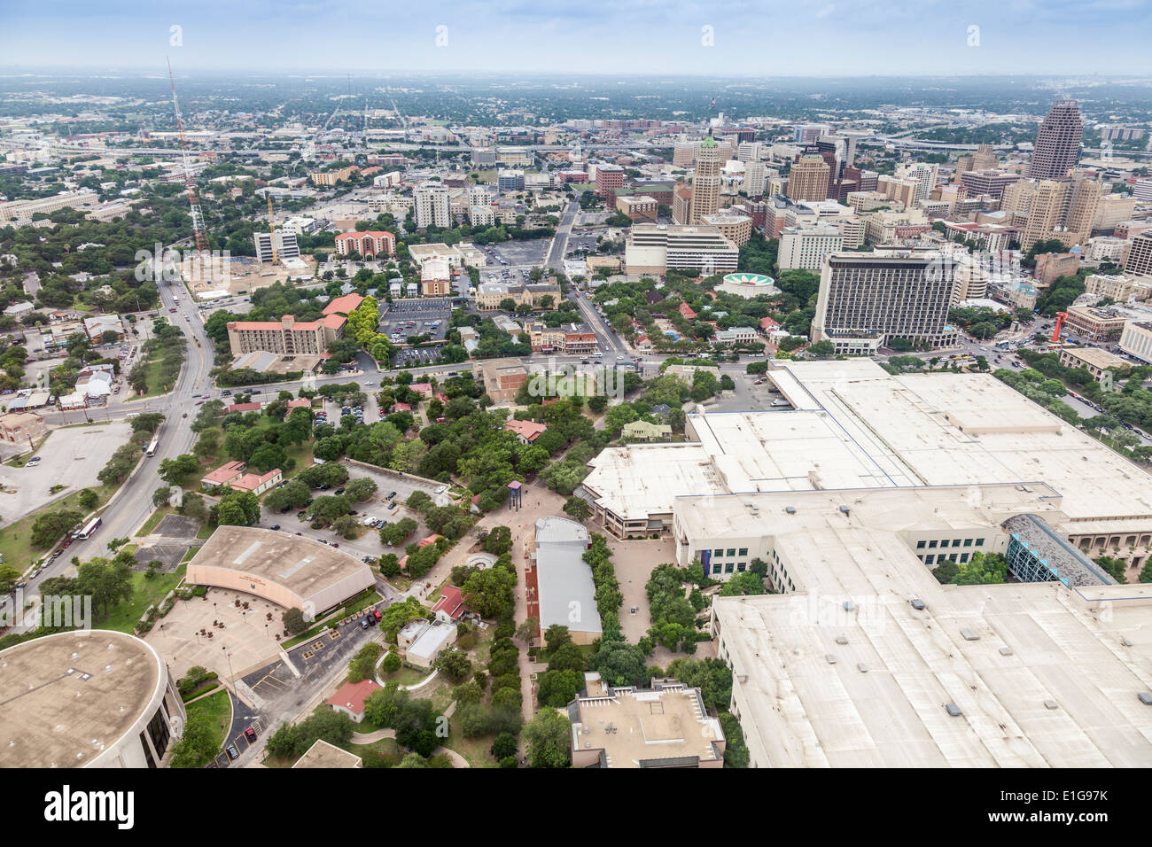 View from the Tower of the Americas in HemisFair Park in San Antonio, Texas. Stock Photo