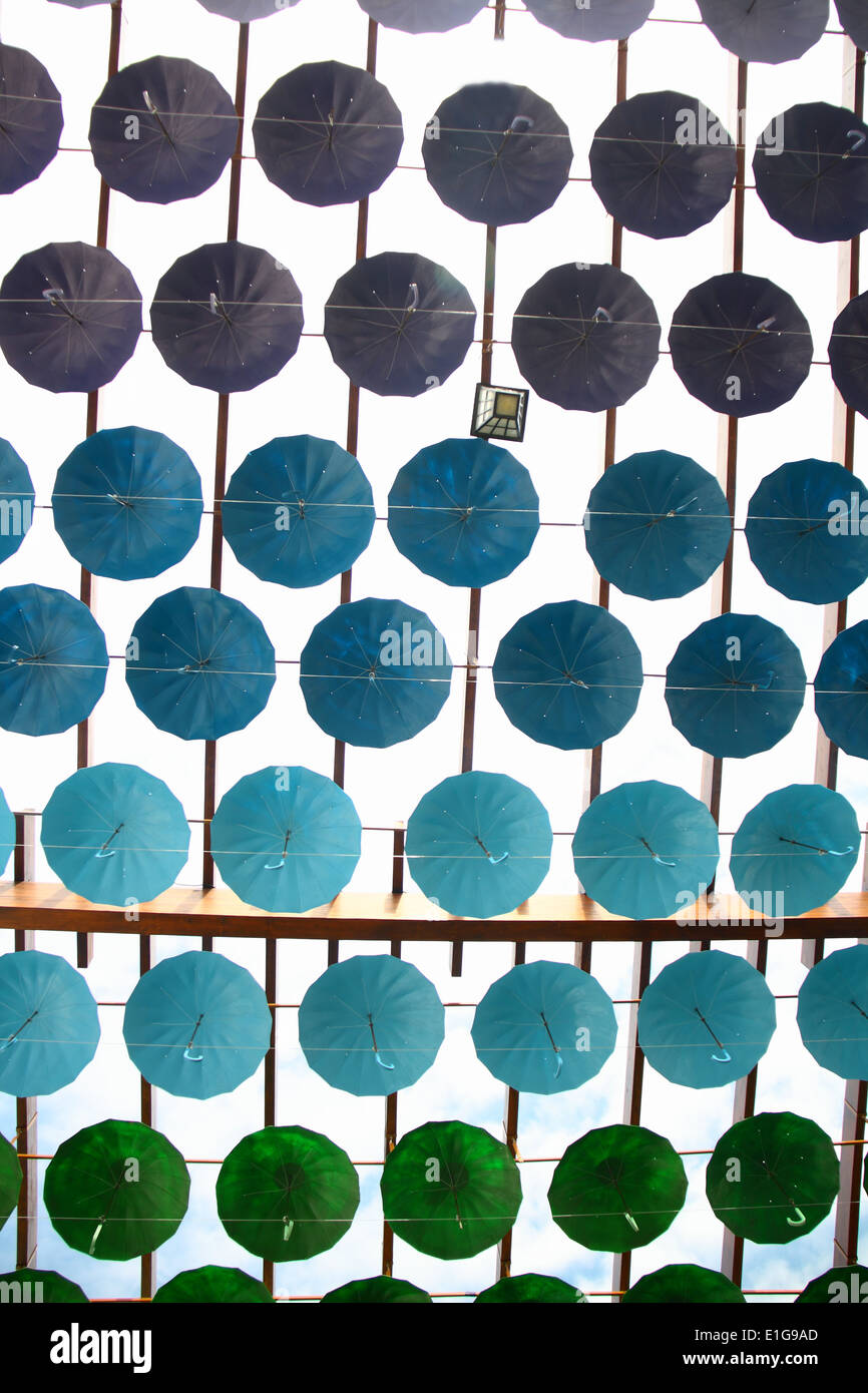 umbrellas in different colours for decorating Stock Photo