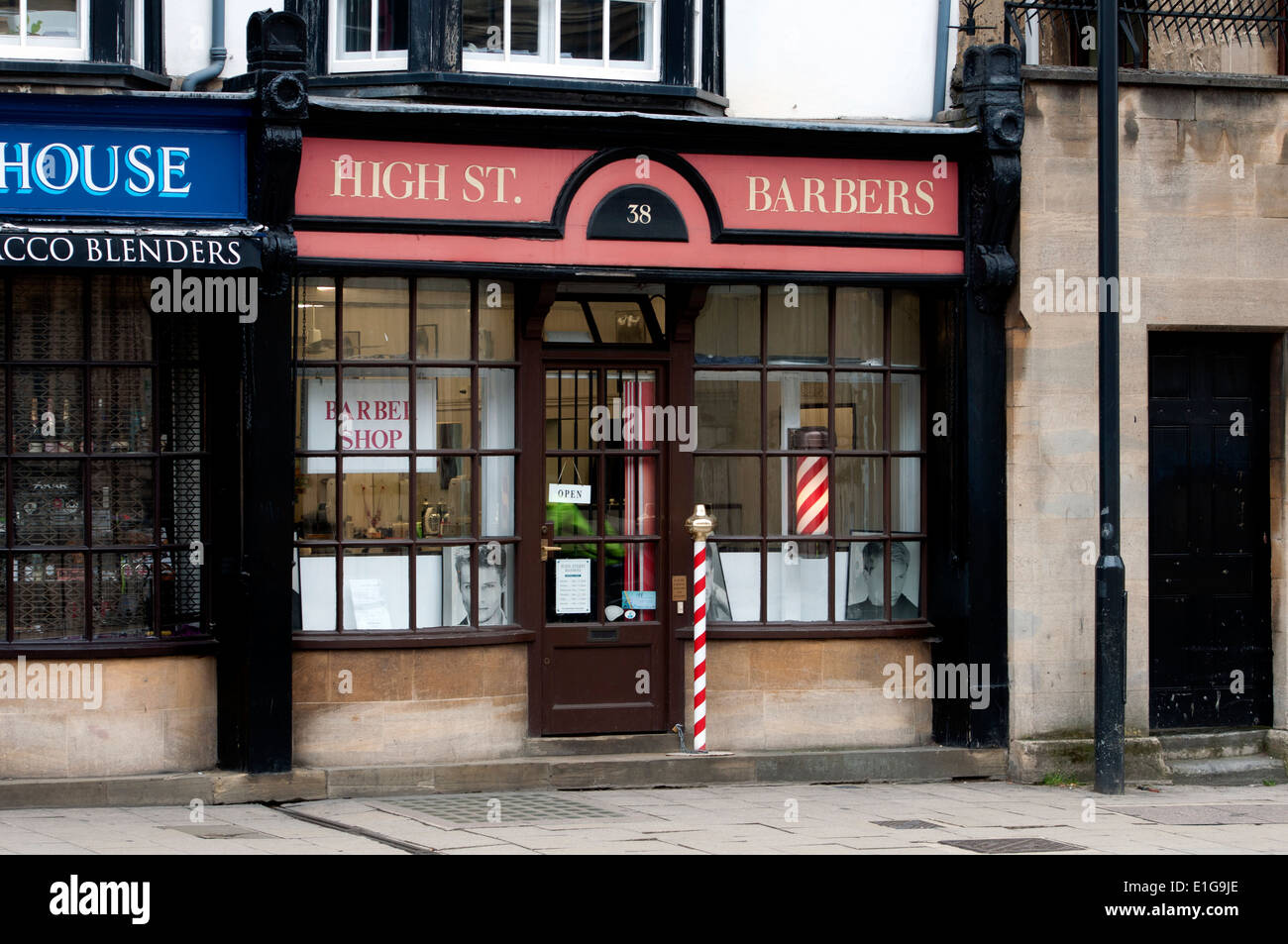 Barbers shop in High Street, Oxford, UK Stock Photo