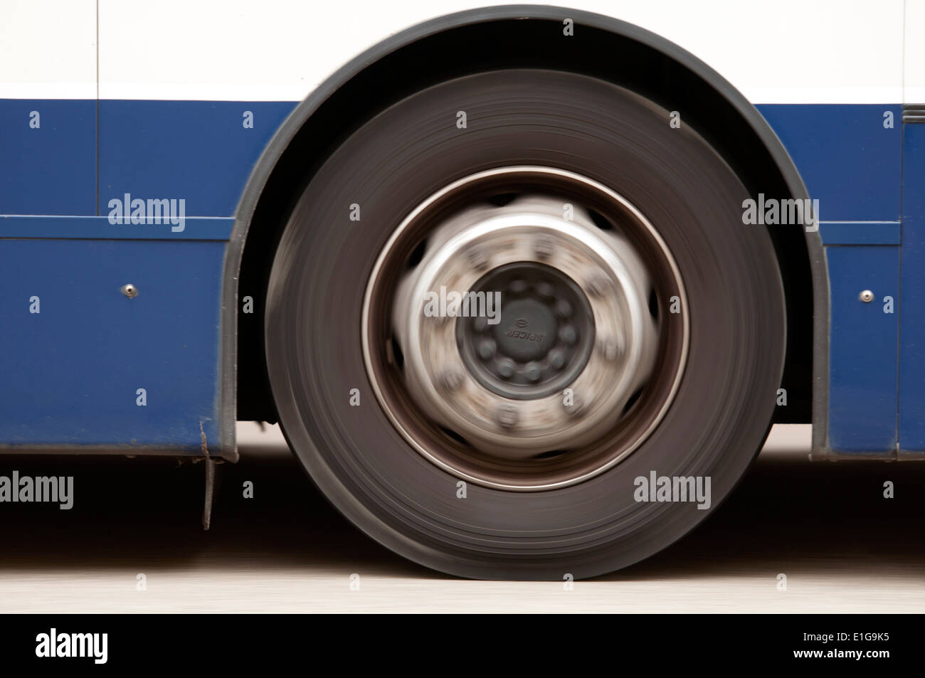 Bus wheel at speed, Oxford, UK Stock Photo Alamy