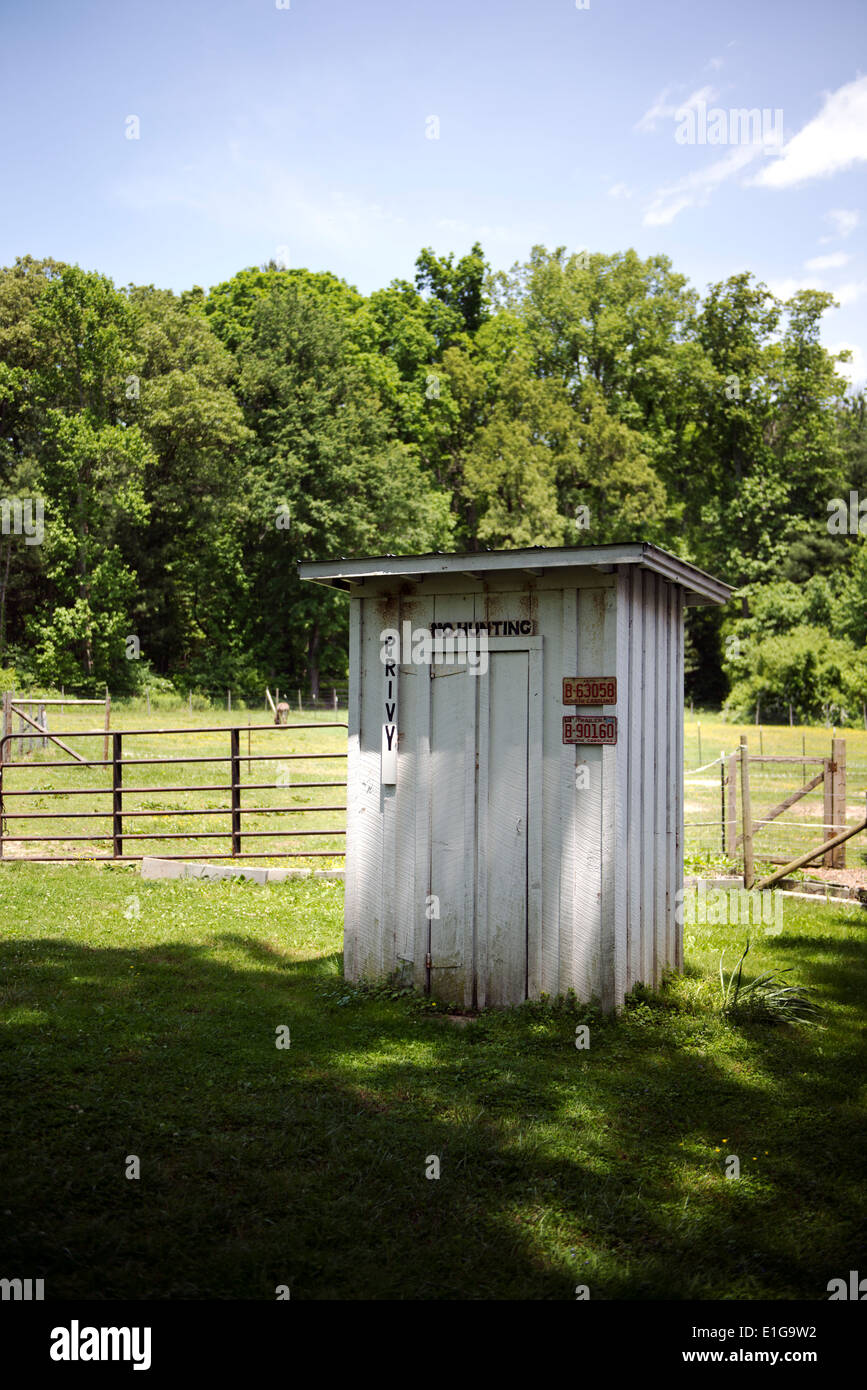 An old working privy, outhouse in rural North Carolina Stock Photo Alamy