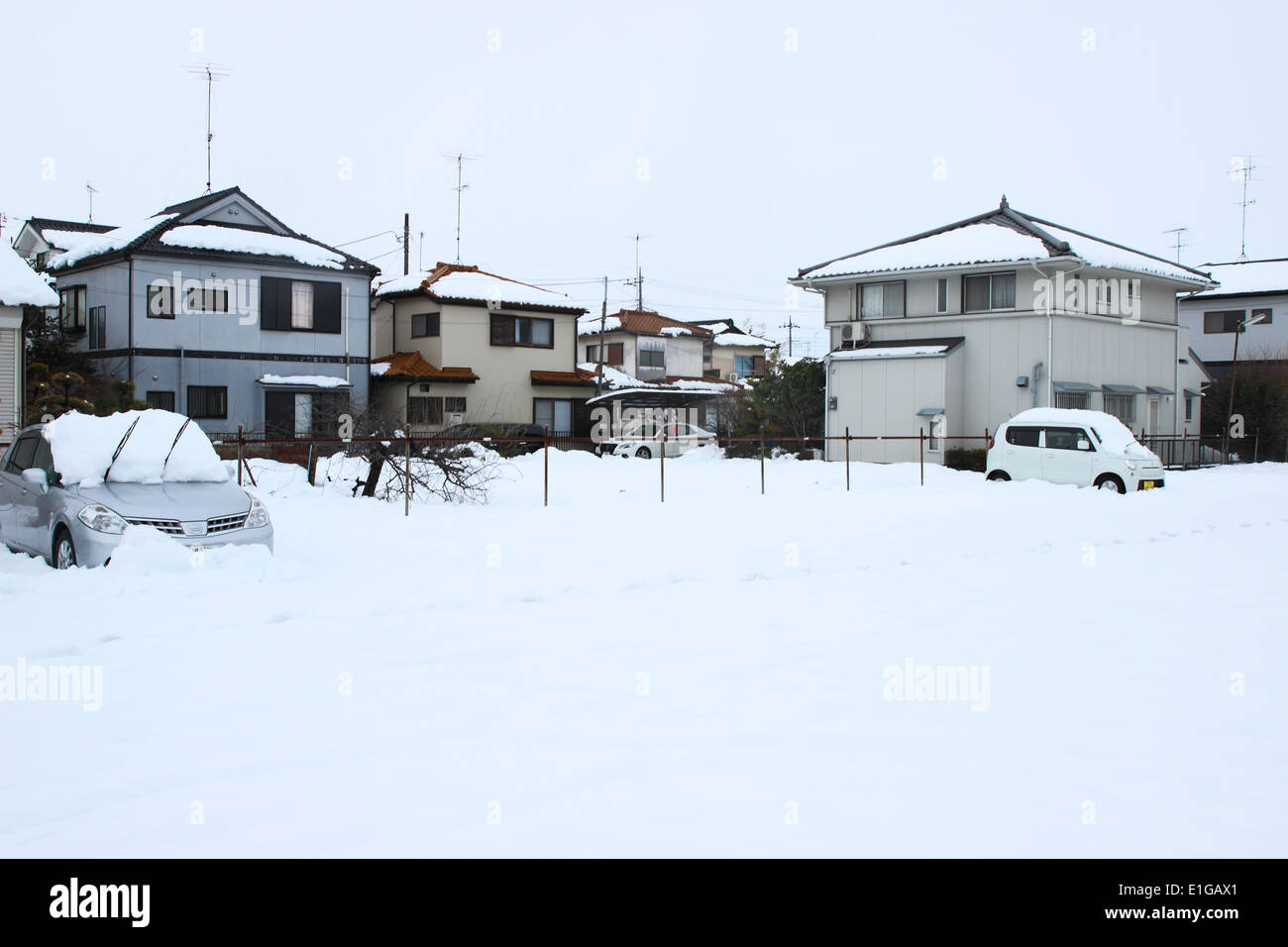 Japan- Feb14 : The heaviest snow in decades in Tokyo and other areas of Japan , On FEB 14, 2014 in Japan Stock Photo