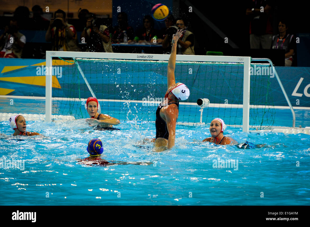 Action from Ladies Water Polo Finals Day (Bronze and Gold Medal Matches) at the 2012 London Olympics Stock Photo