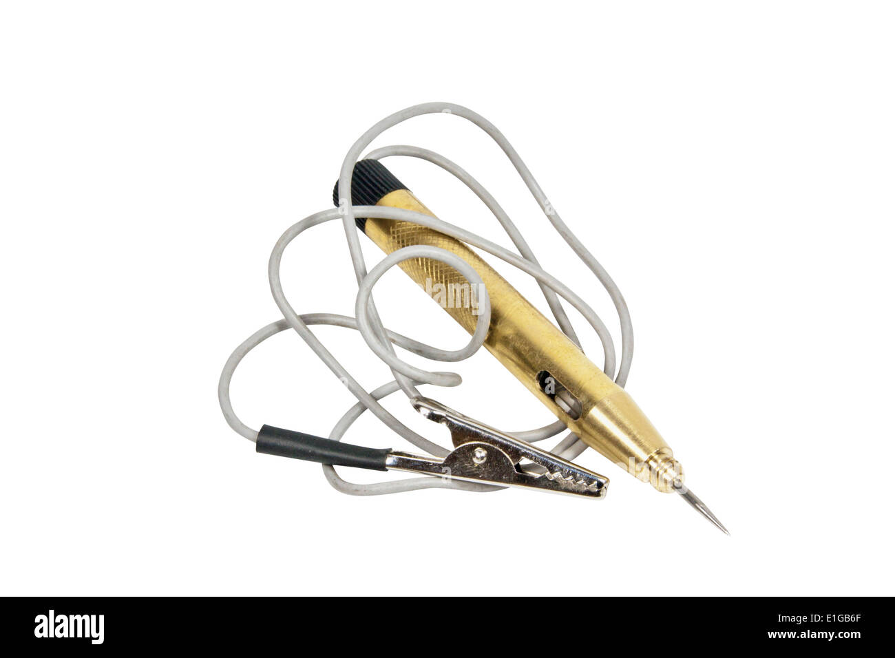 automotive electrical test light with gray connecting wire Stock Photo