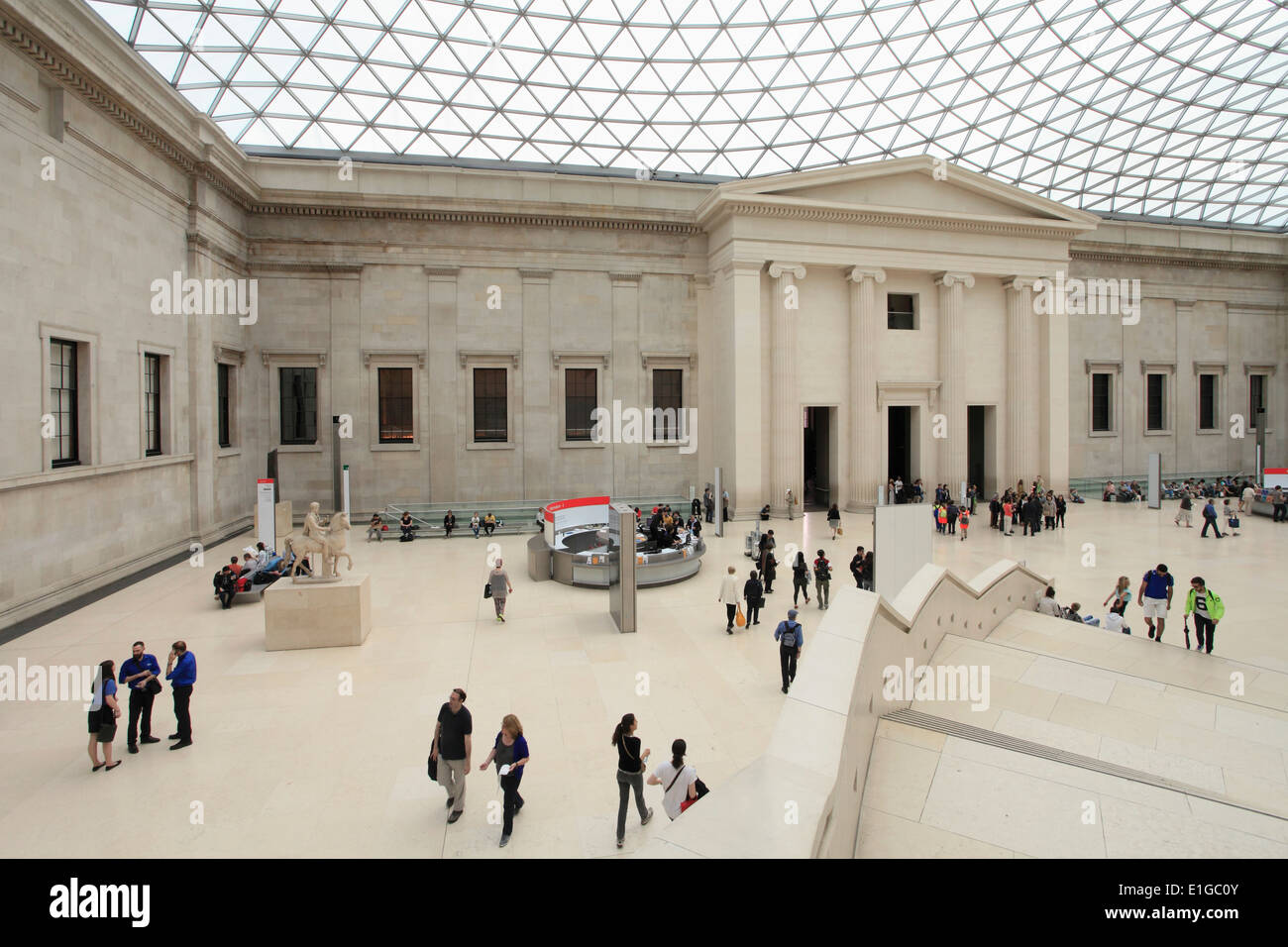 UK, England, London, British Museum, Great Court, people, Norman Foster architect, Stock Photo