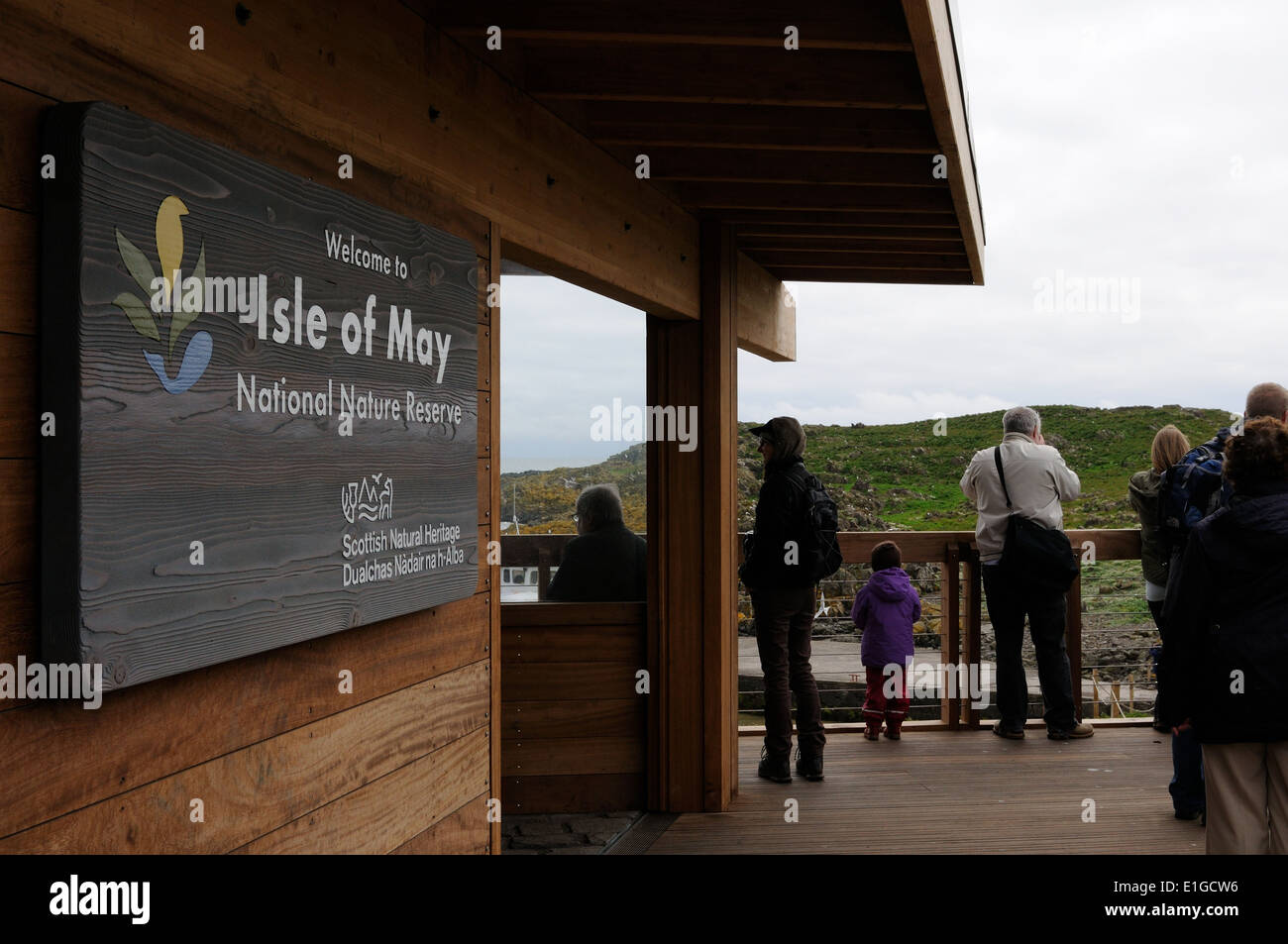 Isle of May National Nature Reserve observation room and information centre Stock Photo