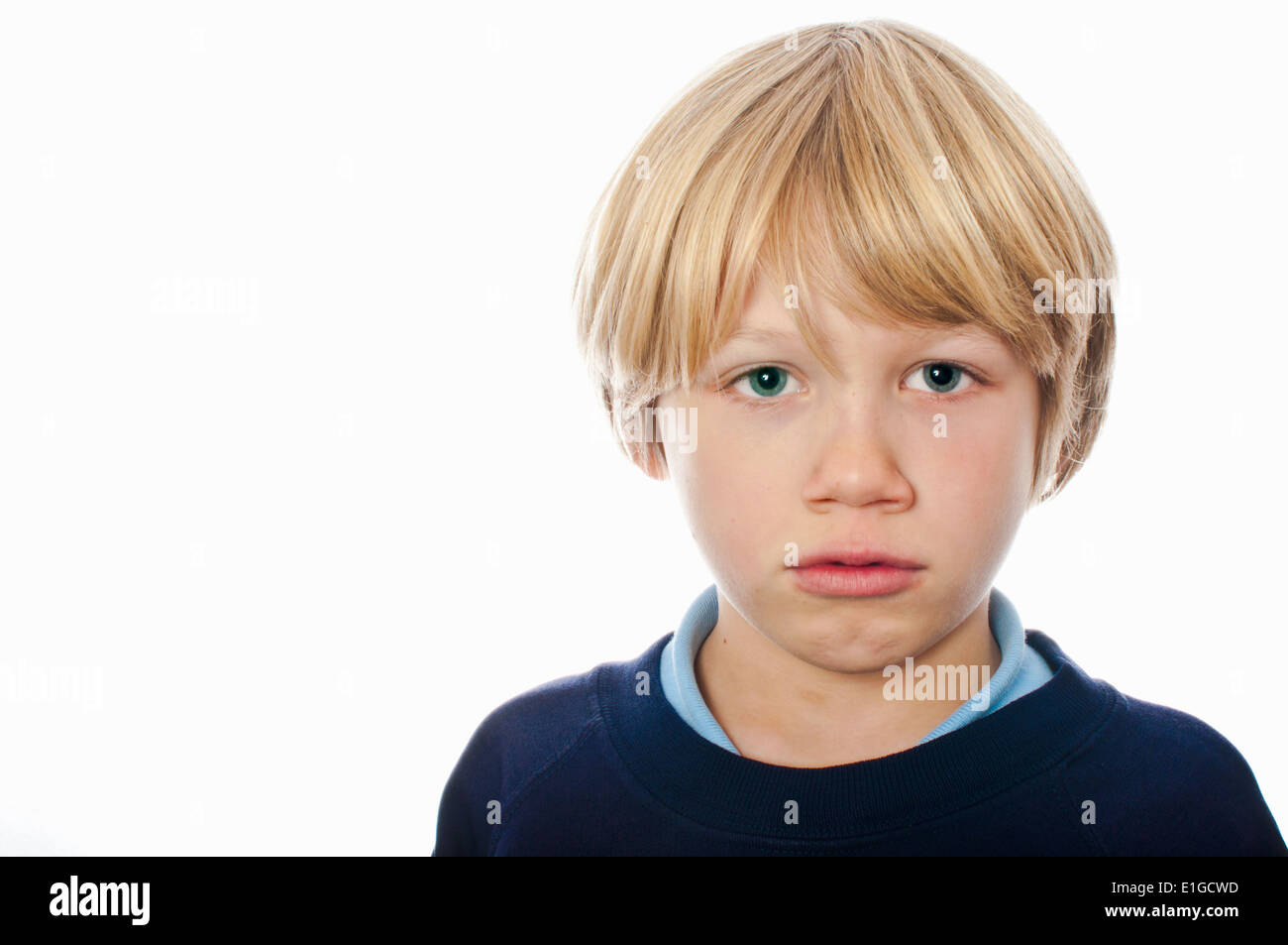 School boy with a sad face Stock Photo