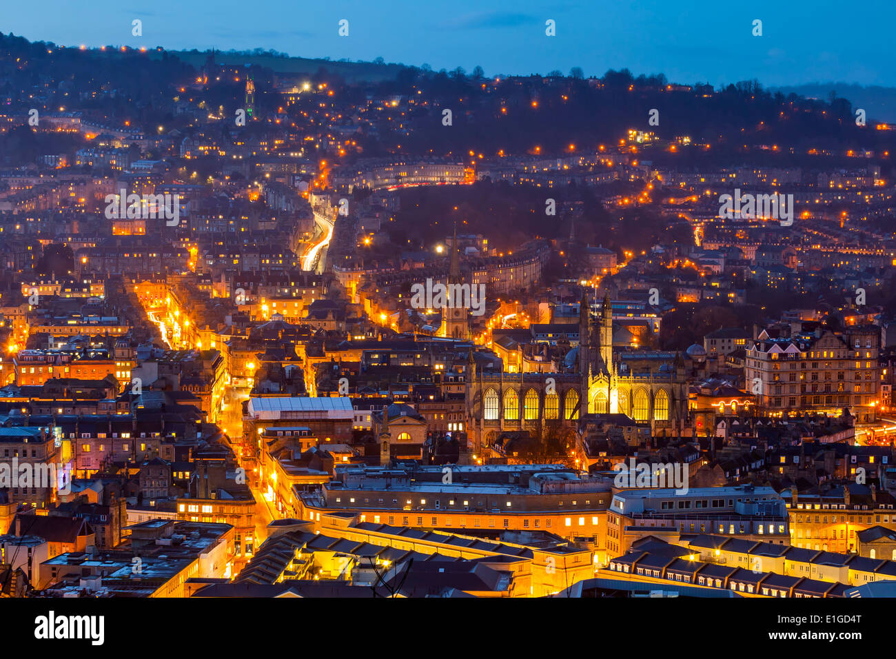 Overlooking the Georgian City of Bath from Alexandra Park on top of Beechen Cliff, Somerset England Uk Europe Stock Photo