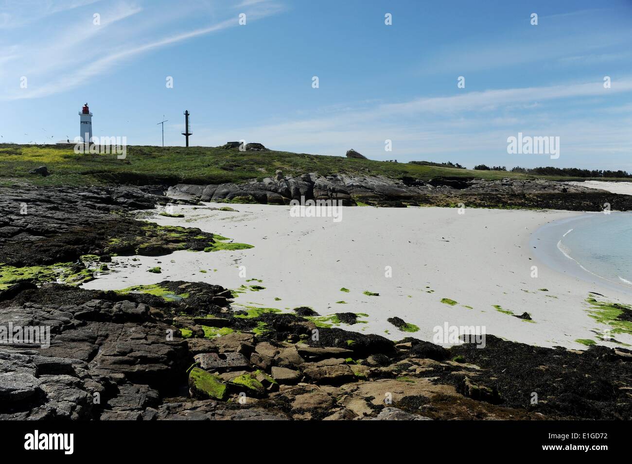 Isle Penfret, one of the Glénan islands (French: Îles des Glénan or Archipel des Glénan, Breton: Inizi Glenan) which are an archipelago located off the coast of France. Finistere, Brittany, France, 28.May 2014. Photo: Frank May/picture alliance Stock Photo