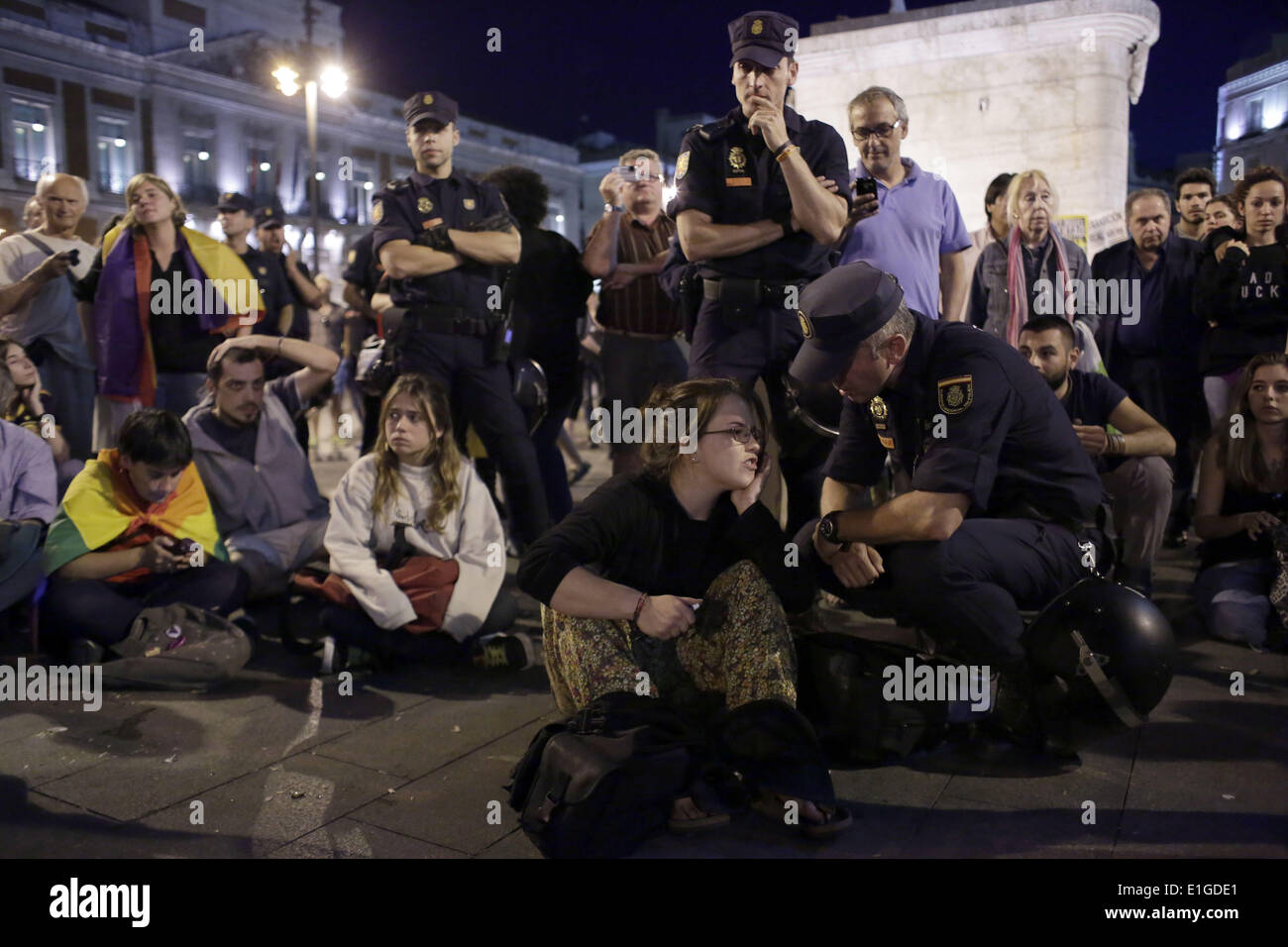 Madrid, Spain. 3rd June, 2014. Police in Riot surround and identify ...