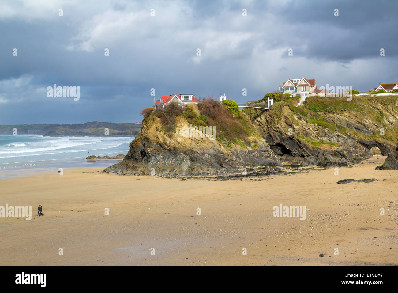 Town Beach and The Island at Newquay Cornwall England UK Europe Stock Photo
