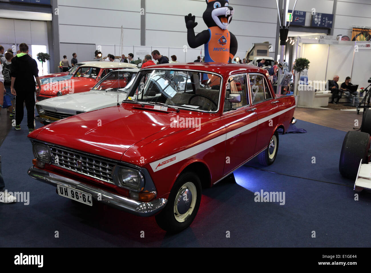 Historic Russian Car Moskwitch at the AMI - Auto Mobile International Trade Fair on June 1st, 2014 in Leipzig, Saxony, Germany Stock Photo