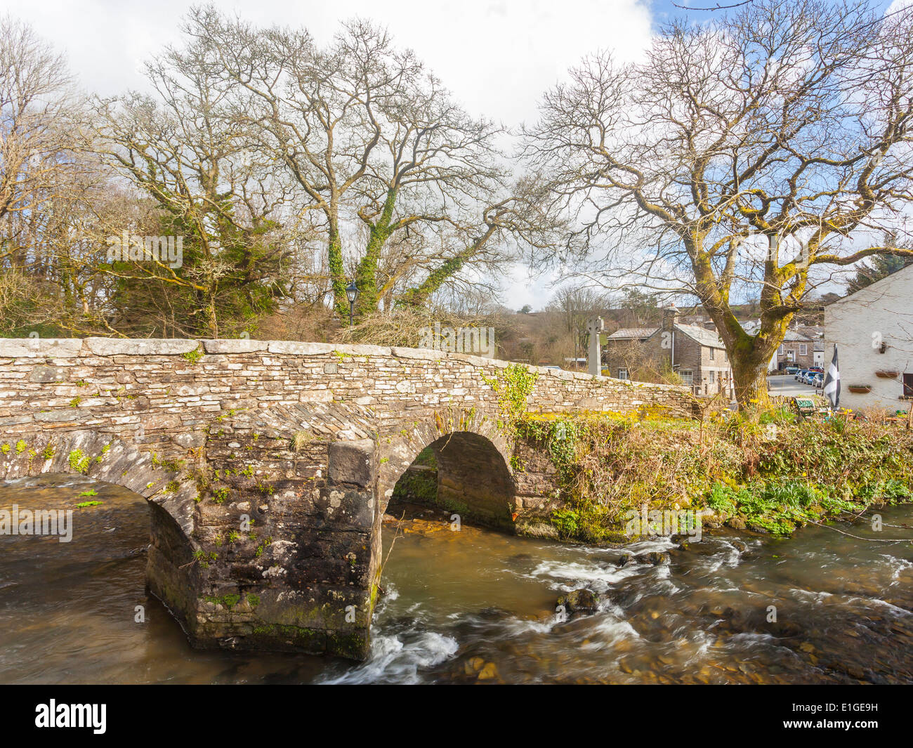 Historic Pack Horse Bridge at Altarnun on Bodmin Moor Cornwall England UK Europe Stock Photo