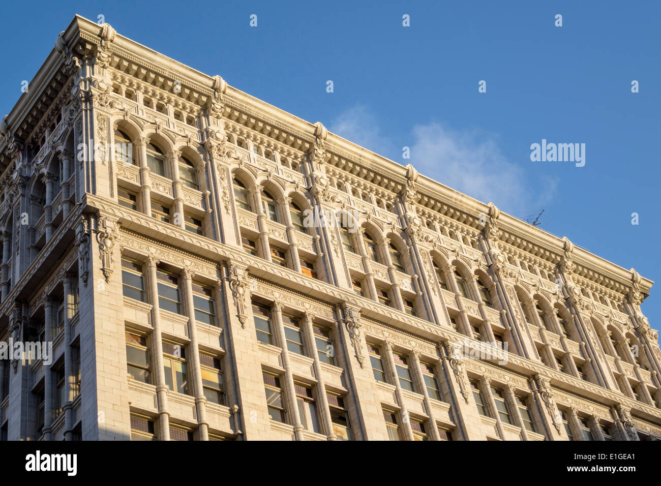 Los Angeles California,Downtown,historic Core,Walter P. Story building,1909,Beaux Arts,architecture window,ornate,design,Morgan,Walls & Clements,exter Stock Photo