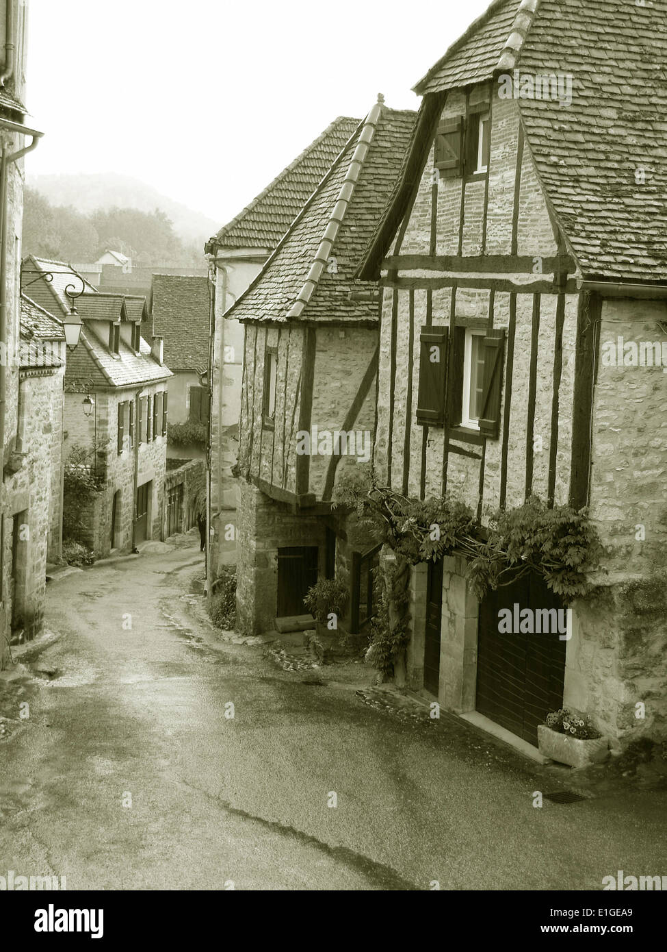 The main street of Carennac,prettiest villages in France Stock Photo