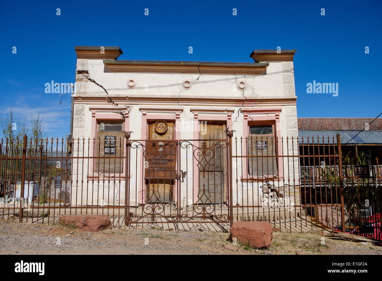 The old abandoned Cuban Queen bordello building in the historic mining town of Jerome, Arizona, USA. Stock Photo