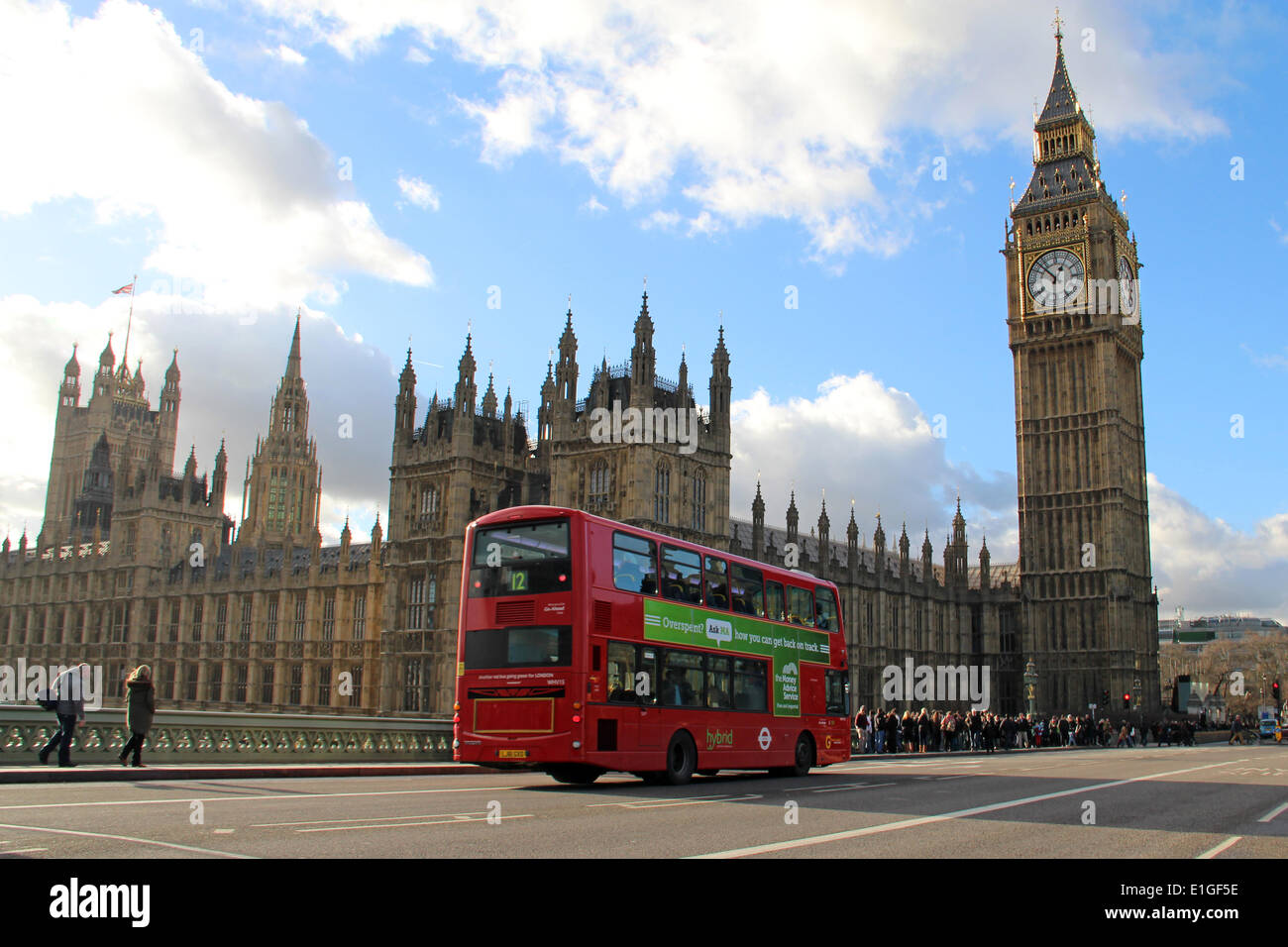 London: Palace of Westminster with Big Ben (Elizabeth Tower), 2014/01/11 Stock Photo