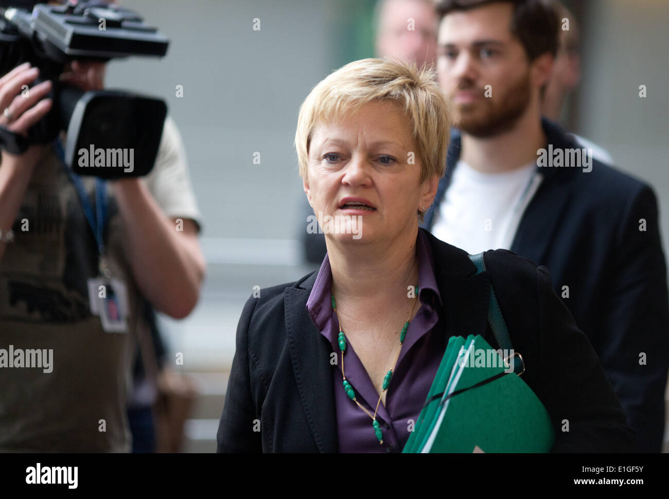 Berlin, Germany. 04th June, 2014. Chairwoman of the Legal Committee Renate Kuenast arrives for the media before the Legal Committee meeting of the German Bundestag parliament in Berlin, Germany, 04 June 2014. The closed meeting focuses on investigations into the NSA affair. The office of the German attorney general has been examining allegations against the US intelligence agency NSA and other foreign intelligence services for months. Photo: KAY NIETFELD/dpa/Alamy Live News Stock Photo