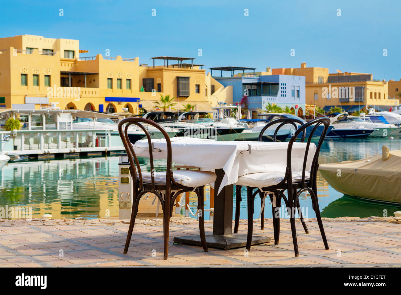 Sidewalk cafe in Abu Tig Marina. El Gouna, Egypt Stock Photo Alamy