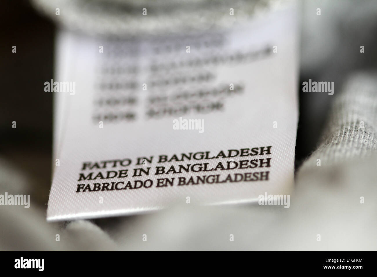 Clothes marker - Made in Bangladesh. May 2014. Stock Photo