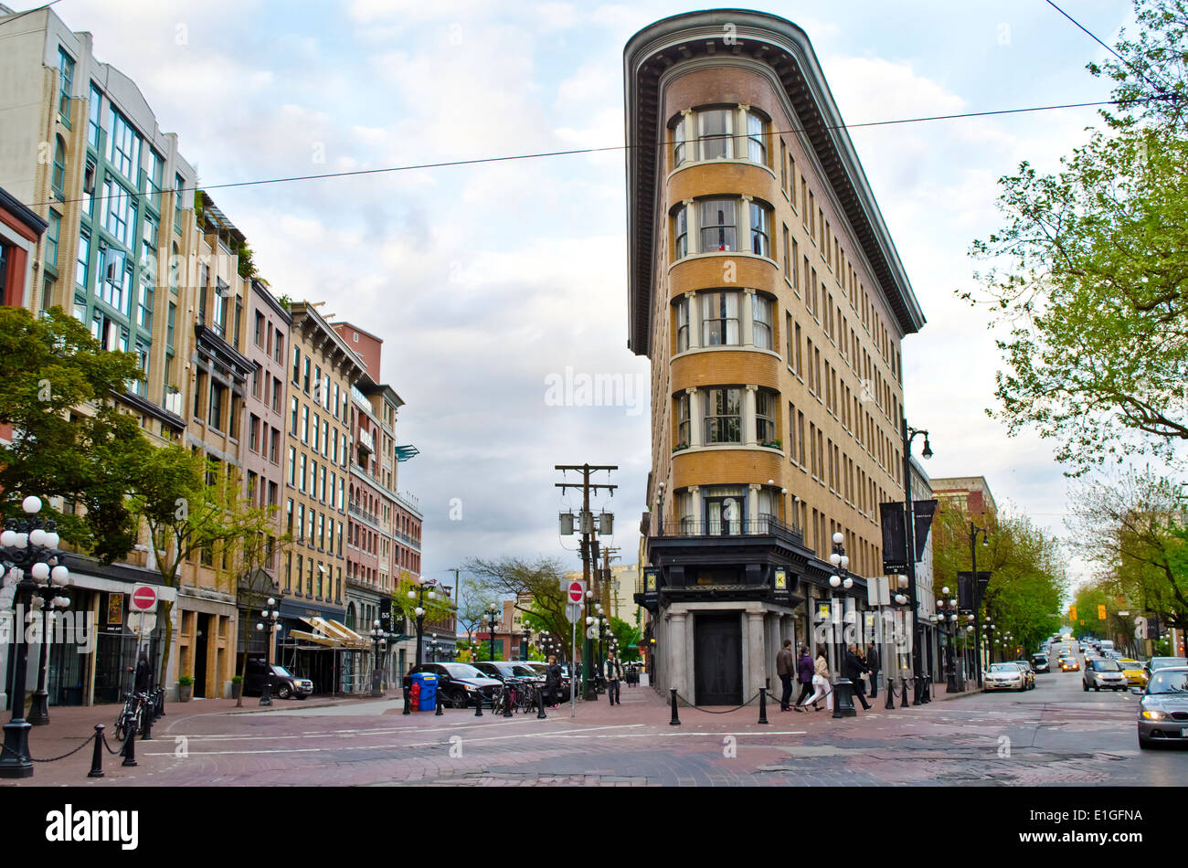 Hotel Europe building in Vancouver's Gastown neighbourhood.  Historic building in flatiron style. Stock Photo