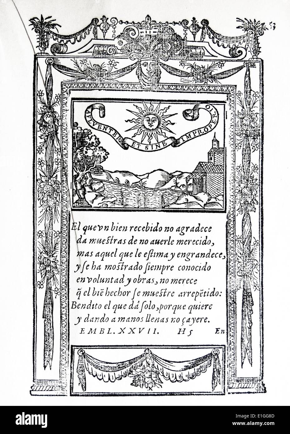 Page from Juan de Horozco y Covarruvias. Emblemas Morales. Segovia ...