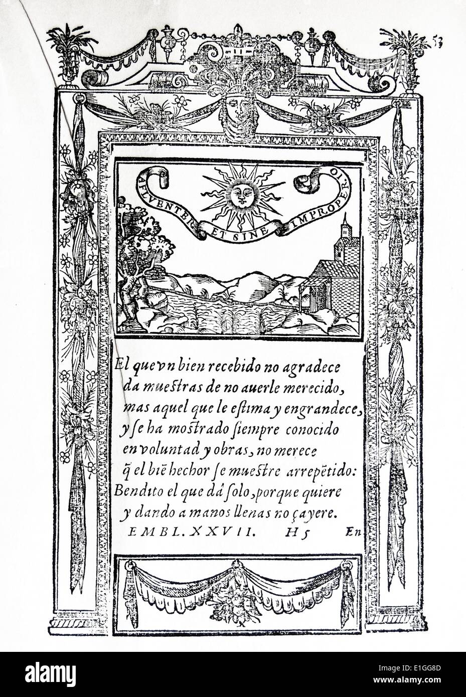 Page from Juan de Horozco y Covarruvias. Emblemas Morales. Segovia
