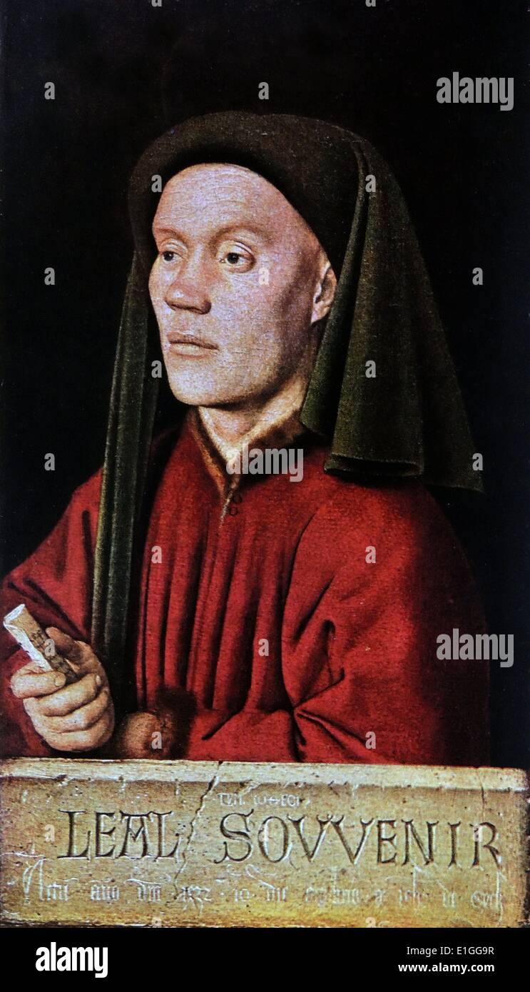 Portrait of an unknown man. By Jan van Eyck (1395 - 1441) a Flemish painter active in Bruges. Dated 1432 Stock Photo