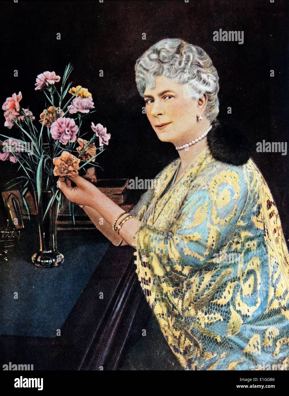 Painting of Mary of Teck (1867 - 1953). Mary of Teck was Queen of the United Kingdom and wife of King-Emperor George V. Dated 1923 Stock Photo