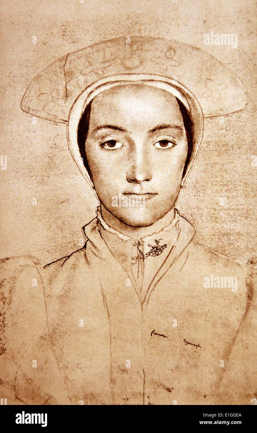 portrait of an unknown woman, by Hans Holbein the Younger (c Stock