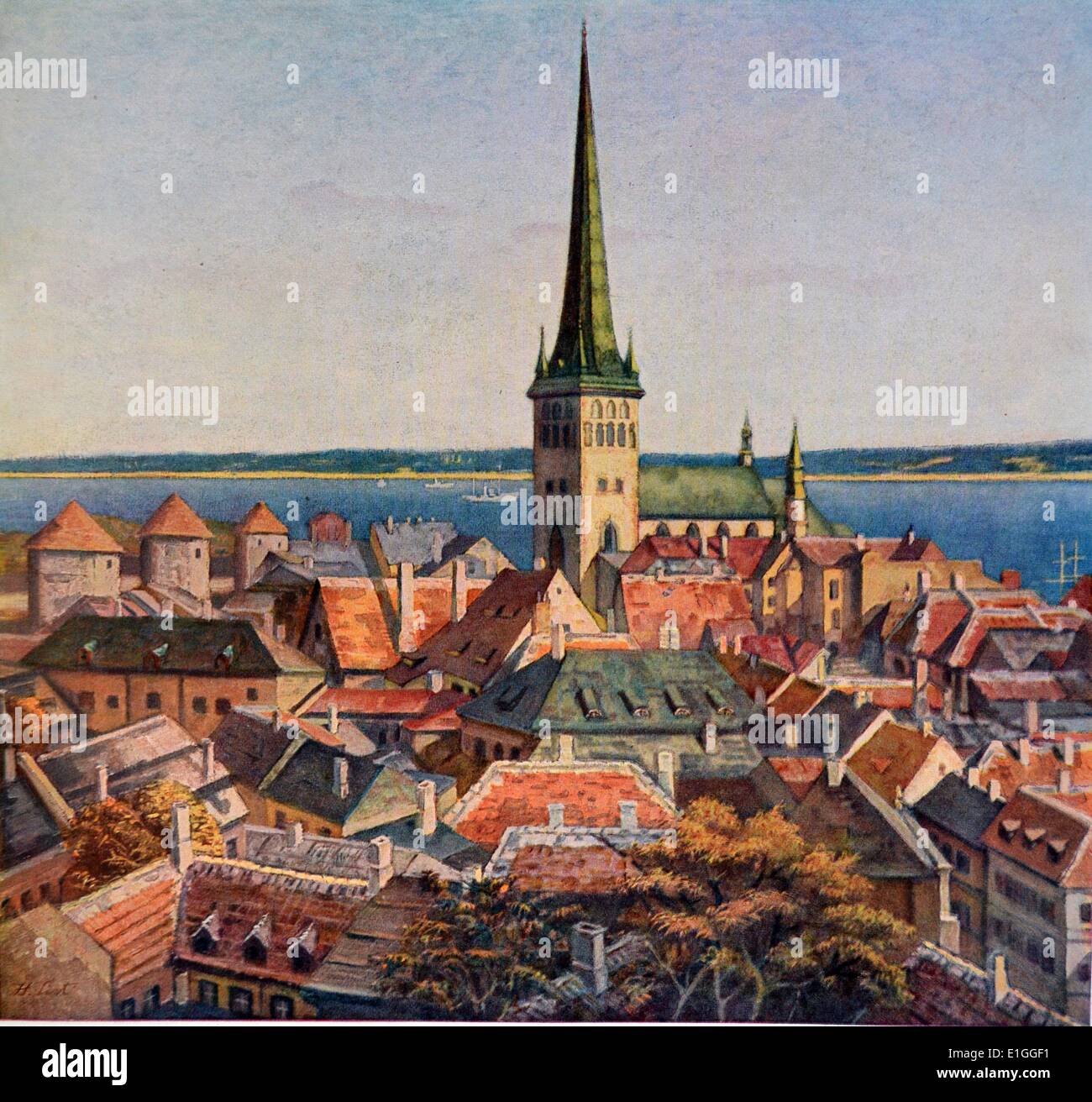 Reval'  by Hans list. Tallinn the capital of Estonia. The city was known as Reval during the Nazi invasion of Estonia from 1941 to 1944. Published in 'Die Kunst im deutschen Reich' (Art in the German Reich) was first published in January 1937 by Gauleiter Adolf Wagnerand later issued under the direction Adolf Hitler himself. Stock Photo