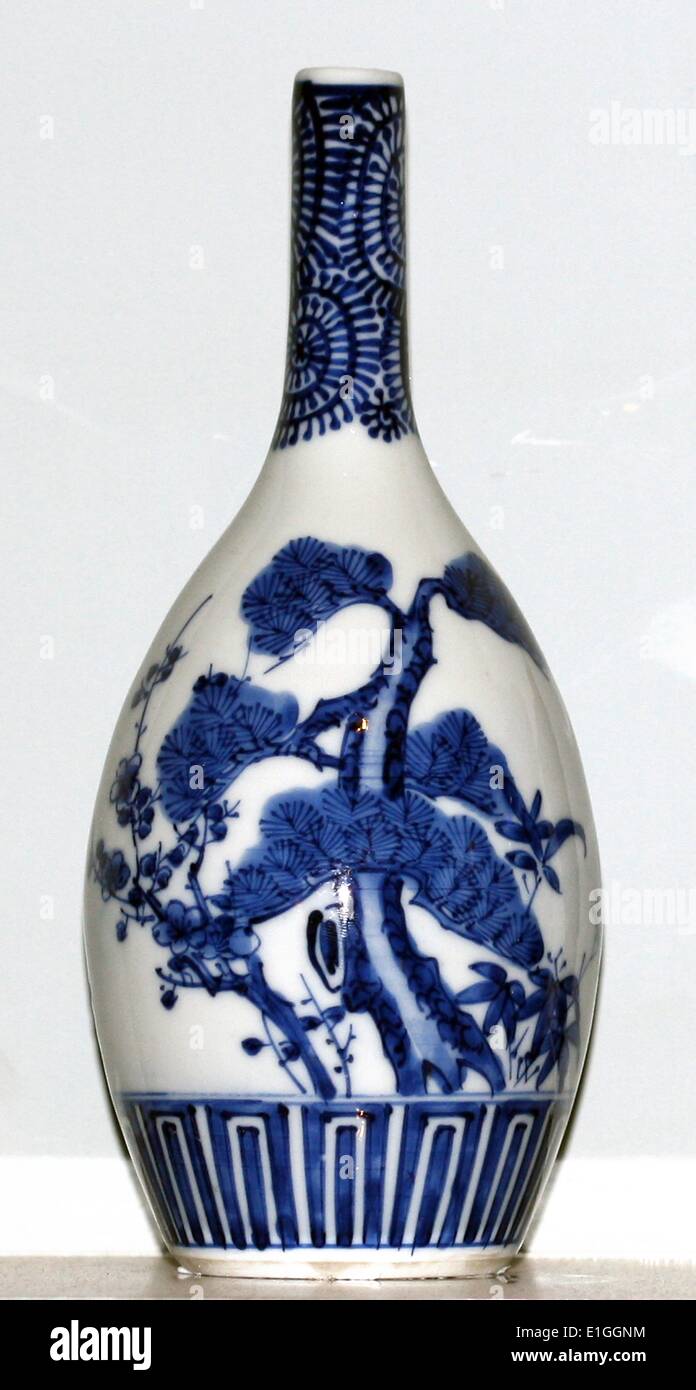 Blue and white Chinese porcelain vase at Warwick Castle, England. Stock Photo