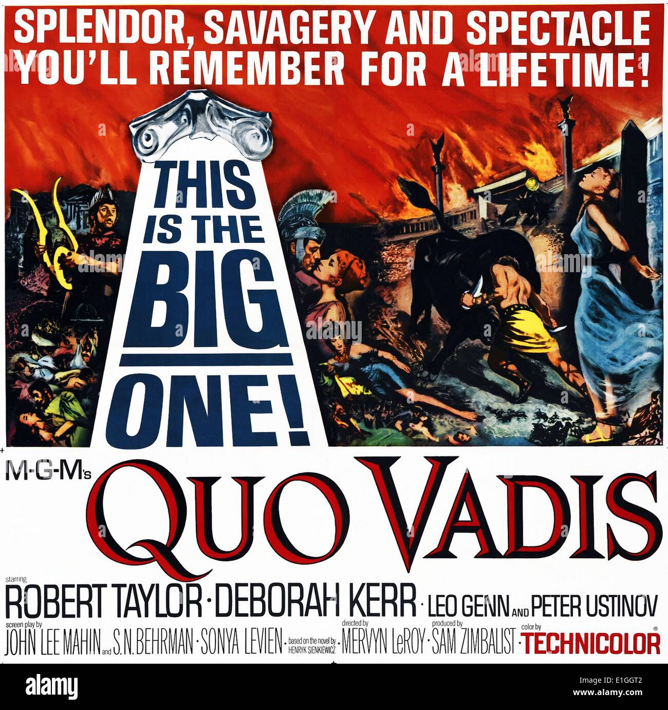 Quo Vadis starring Robert Taylor and Deborah Kerr a 1951 American epic film made by MGM in Technicolor. Stock Photo