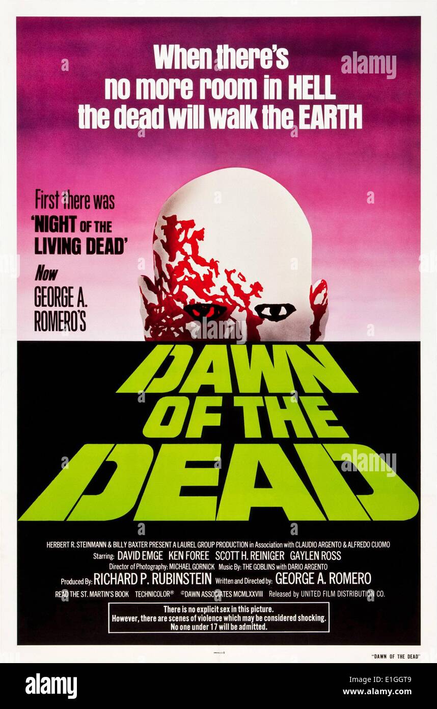 Dawn of the Dead, (also known internationally as Zombi) a 1978 horror film. Stock Photo