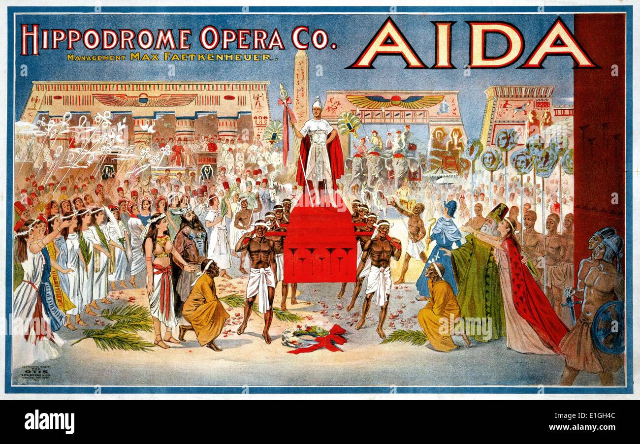 the Agora (Hippodrome) Theatre production of Aida marked the official opening of this Cleveland, Ohio theatre. first opened on March 31, 1913 as an English performance of Aida produced by Max Faetkenheuer, an opera promoter and conductor who had also been involved in the construction of the monumental Hippodrome Theatre. Stock Photo