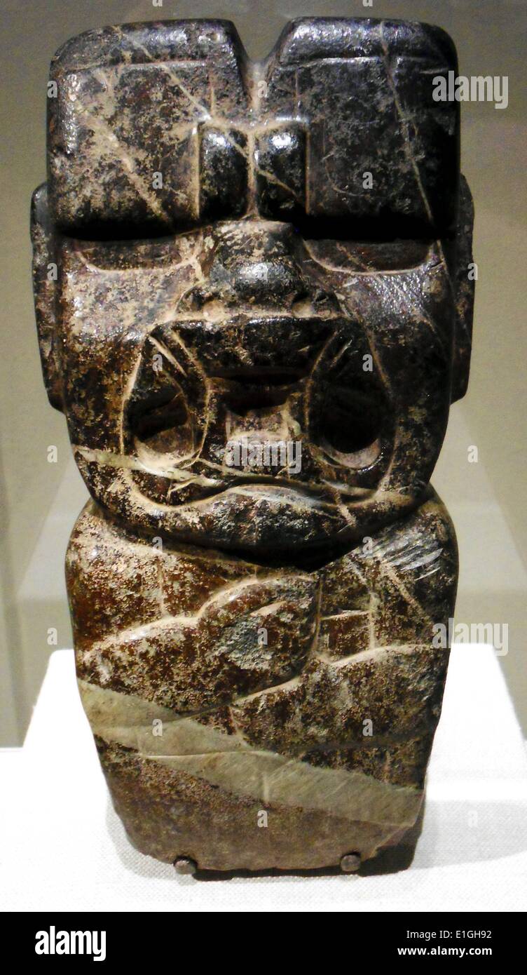 Votive axe Olmec, mexico 10th - 15th century, stone Stock Photo