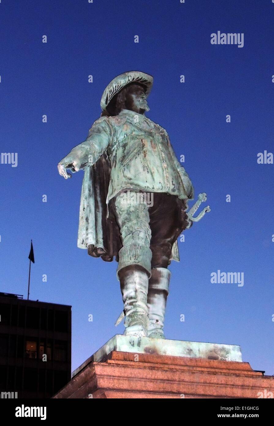 Christian IV (Danish: Christian den Fjerde; 12 April 1577 – 28 February 1648) was King of Denmark-Norway from 1588 until his death. He is the longest-reigning monarch of Denmark with a reign of more than 59 years. Statue in Oslo, Norway Stock Photo