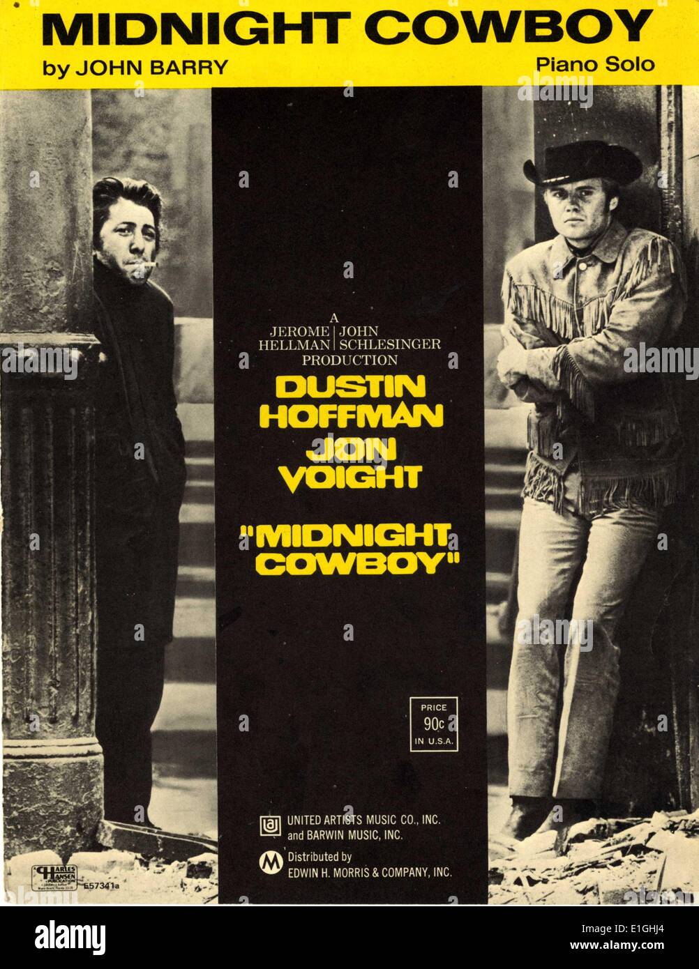Midnight Cowboy a 1969 American drama film starring Dustin Hoffman and Jon Voight. Stock Photo